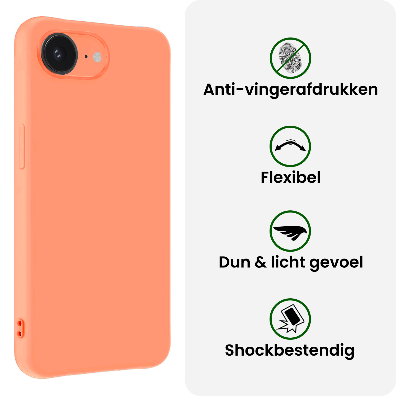BASEY. BASEY. iPhone 16E Hoesje Siliconen Met Screenprotector Met Dichte Notch - Perzik