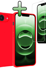 BASEY. BASEY. iPhone 16E Hoesje Siliconen Met Screenprotector Met Dichte Notch - Rood