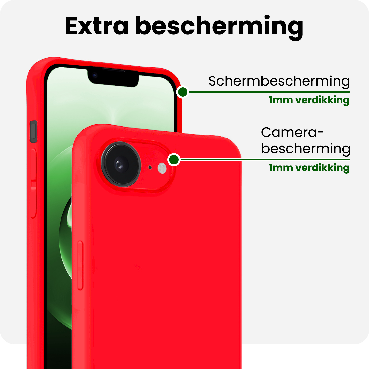 BASEY. BASEY. iPhone 16E Hoesje Siliconen Met Screenprotector Met Dichte Notch - Rood