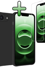 BASEY. BASEY. iPhone 16E Hoesje Siliconen Met Screenprotector Met Dichte Notch - Zwart