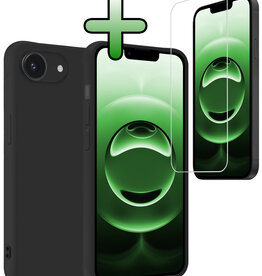 BASEY. BASEY. iPhone 16E Hoesje Siliconen Met Screenprotector Met Dichte Notch - Zwart