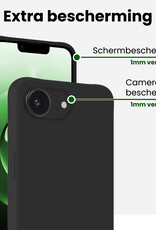 BASEY. BASEY. iPhone 16E Hoesje Siliconen Met Screenprotector Met Dichte Notch - Zwart
