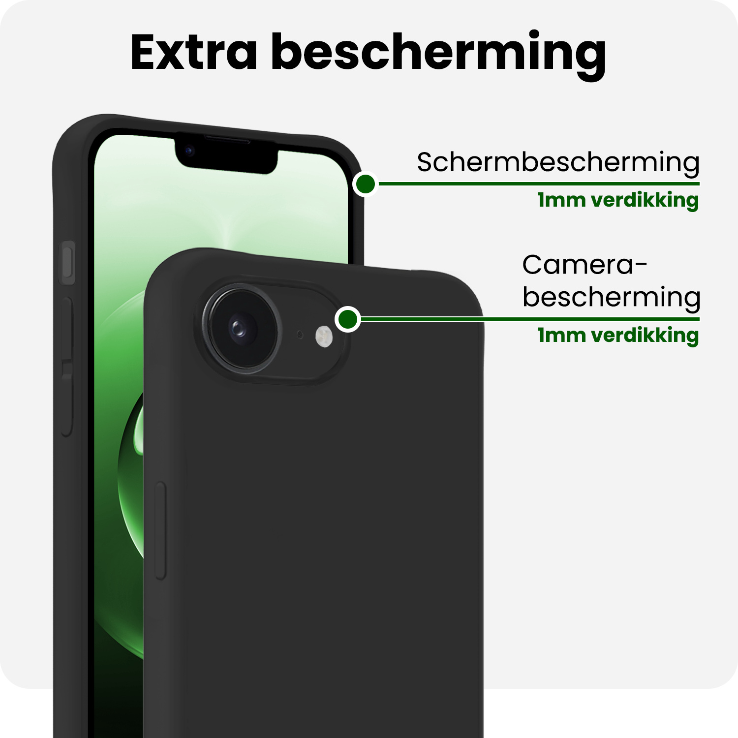 BASEY. BASEY. iPhone 16E Hoesje Siliconen Met Screenprotector Met Dichte Notch - Zwart