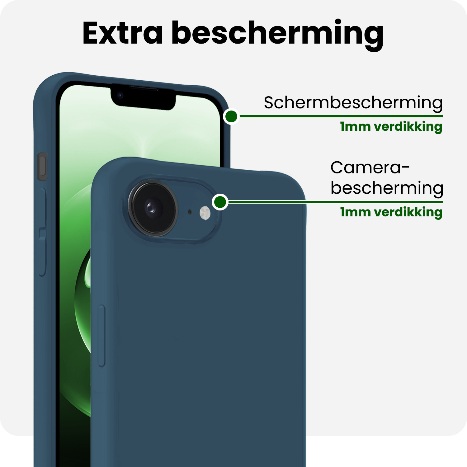 BASEY. BASEY. iPhone 16E Hoesje Siliconen Met 2x Screenprotector Met Dichte Notch - Donkerblauw