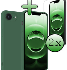 BASEY. BASEY. iPhone 16E Hoesje Siliconen Met 2x Screenprotector Met Dichte Notch - Donkergroen