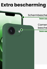 BASEY. BASEY. iPhone 16E Hoesje Siliconen Met 2x Screenprotector Met Dichte Notch - Donkergroen