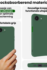 BASEY. BASEY. iPhone 16E Hoesje Siliconen Met 2x Screenprotector Met Dichte Notch - Donkergroen