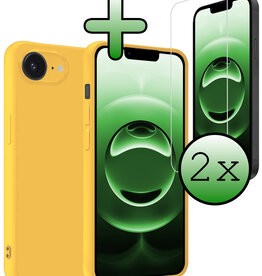 BASEY. BASEY. iPhone 16E Hoesje Siliconen Met 2x Screenprotector Met Dichte Notch - Geel
