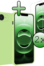 BASEY. BASEY. iPhone 16E Hoesje Siliconen Met 2x Screenprotector Met Dichte Notch - Groen