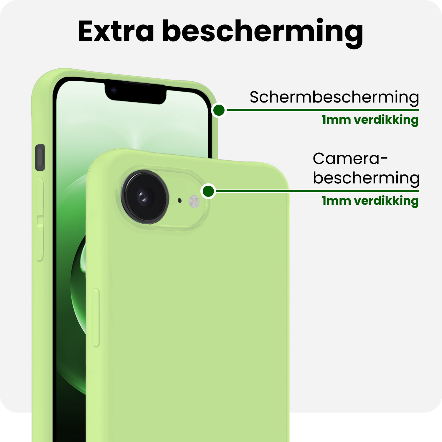 BASEY. BASEY. iPhone 16E Hoesje Siliconen Met 2x Screenprotector Met Dichte Notch - Groen