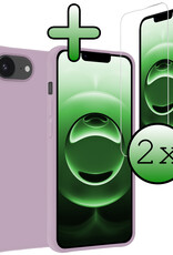 BASEY. BASEY. iPhone 16E Hoesje Siliconen Met 2x Screenprotector Met Dichte Notch - Lila
