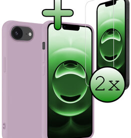 BASEY. BASEY. iPhone 16E Hoesje Siliconen Met 2x Screenprotector Met Dichte Notch - Lila