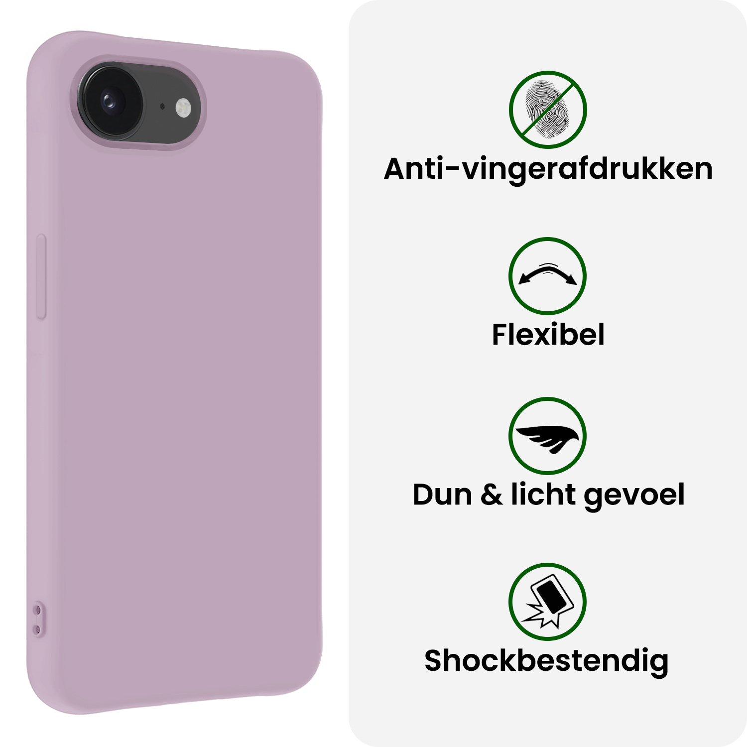 BASEY. BASEY. iPhone 16E Hoesje Siliconen Met 2x Screenprotector Met Dichte Notch - Lila
