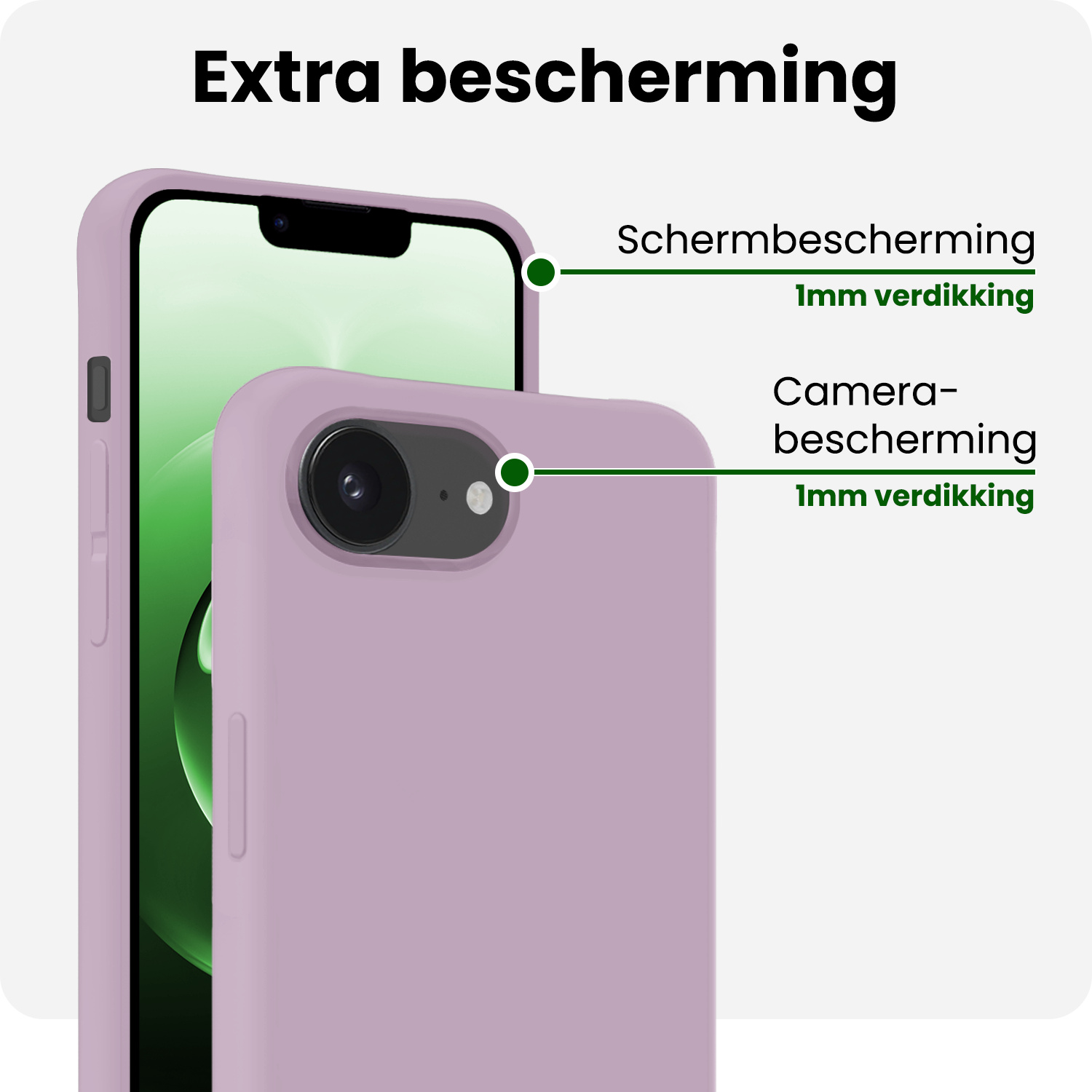 BASEY. BASEY. iPhone 16E Hoesje Siliconen Met 2x Screenprotector Met Dichte Notch - Lila