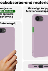 BASEY. BASEY. iPhone 16E Hoesje Siliconen Met 2x Screenprotector Met Dichte Notch - Lila