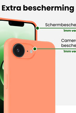 BASEY. BASEY. iPhone 16E Hoesje Siliconen Met 2x Screenprotector Met Dichte Notch - Perzik