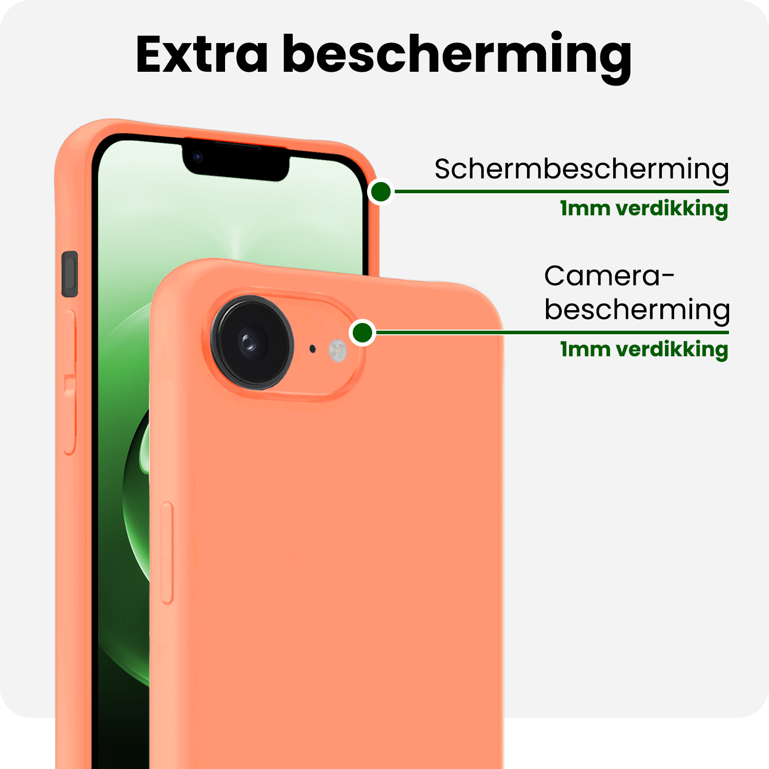 BASEY. BASEY. iPhone 16E Hoesje Siliconen Met 2x Screenprotector Met Dichte Notch - Perzik