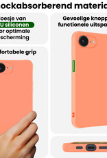 BASEY. BASEY. iPhone 16E Hoesje Siliconen Met 2x Screenprotector Met Dichte Notch - Perzik
