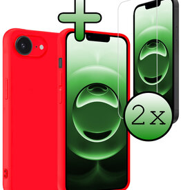 BASEY. BASEY. iPhone 16E Hoesje Siliconen Met 2x Screenprotector Met Dichte Notch - Rood