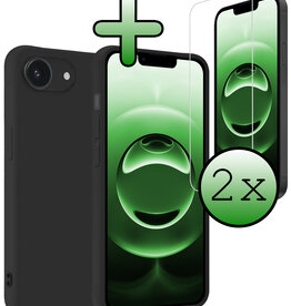 BASEY. BASEY. iPhone 16E Hoesje Siliconen Met 2x Screenprotector Met Dichte Notch - Zwart
