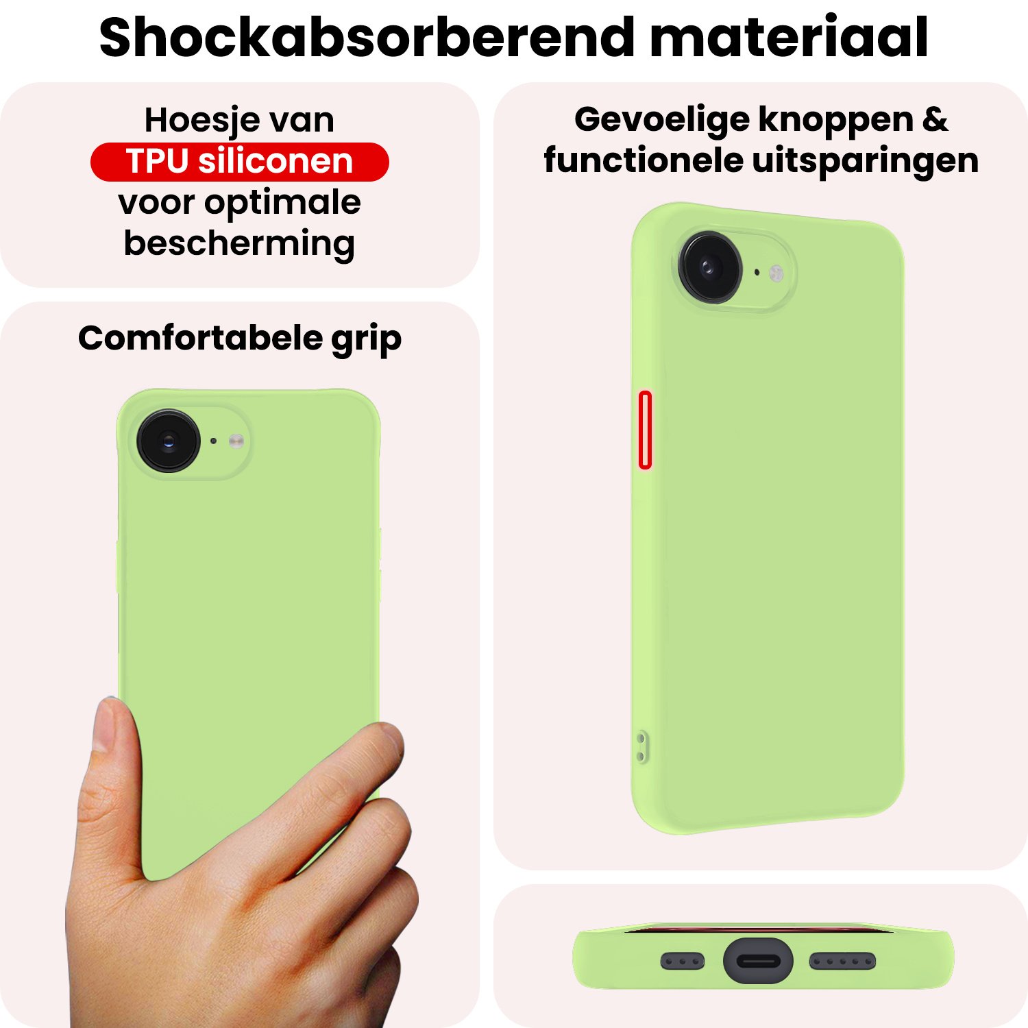 NoXx NoXx iPhone 16E Hoesje Siliconen - Groen