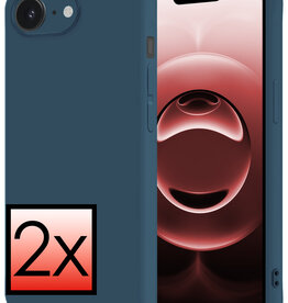 NoXx NoXx iPhone 16E Hoesje Siliconen - Donkerblauw - 2 PACK