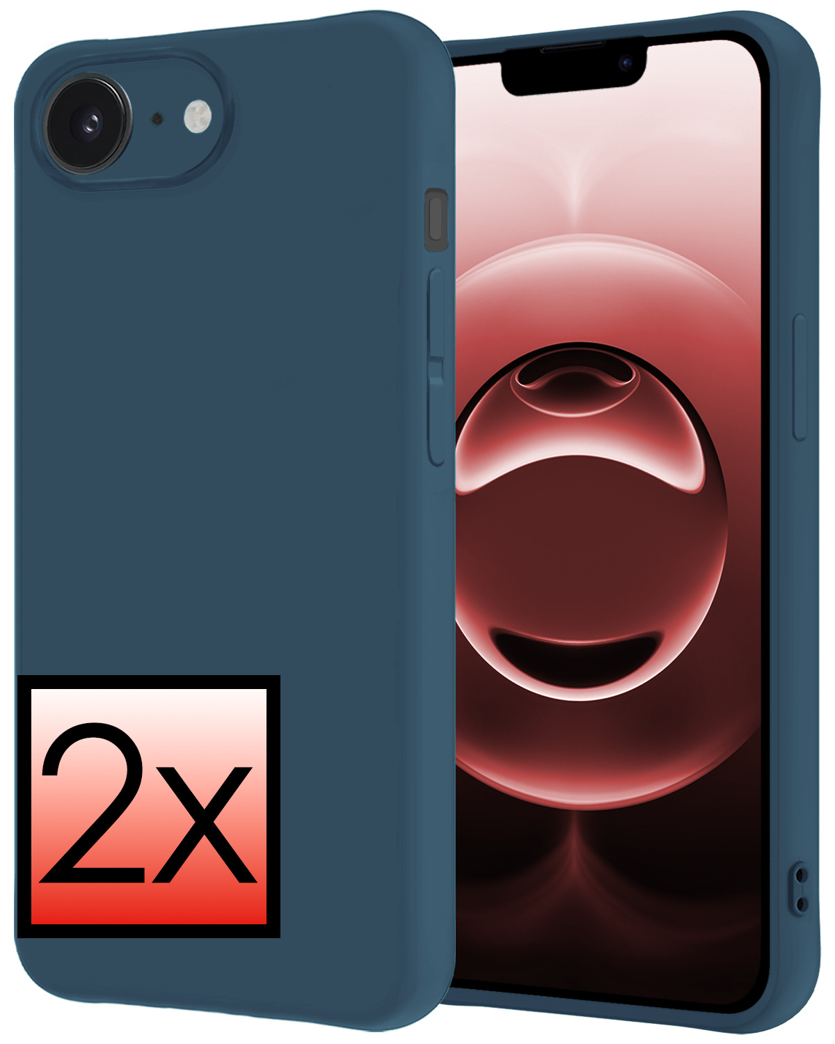 NoXx NoXx iPhone 16E Hoesje Siliconen - Donkerblauw - 2 PACK