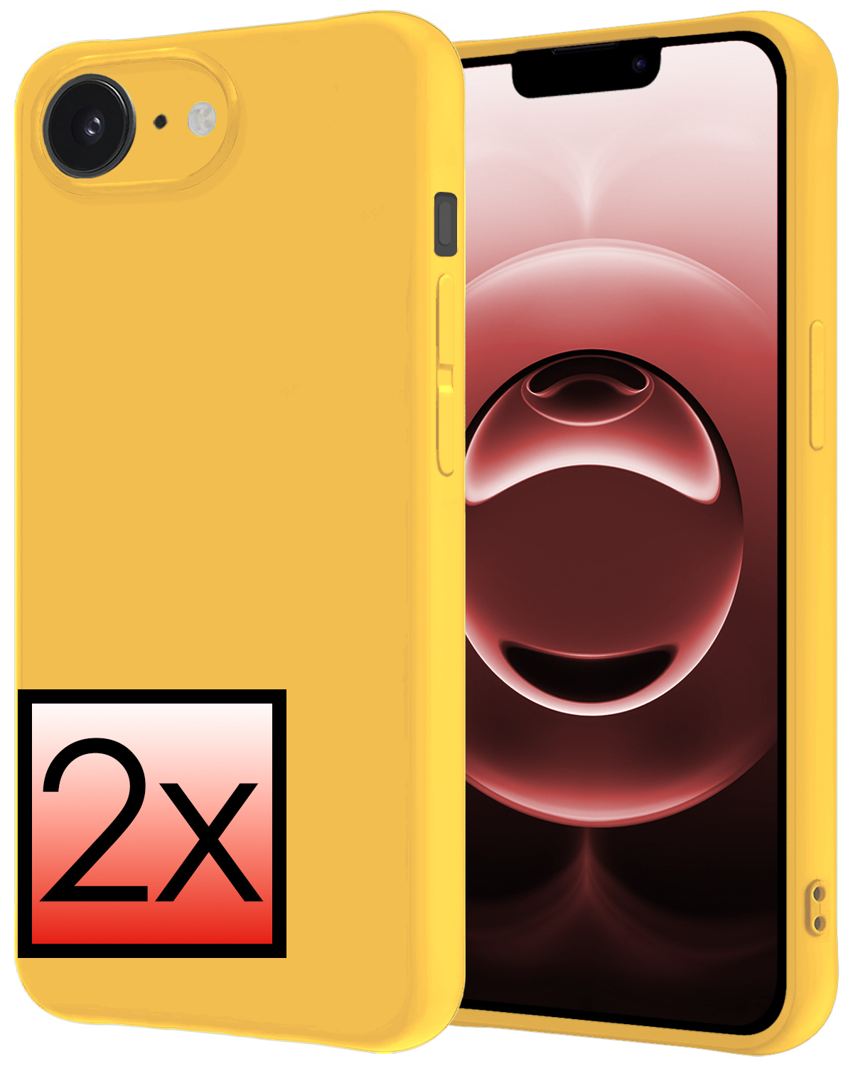 NoXx NoXx iPhone 16E Hoesje Siliconen - Geel - 2 PACK