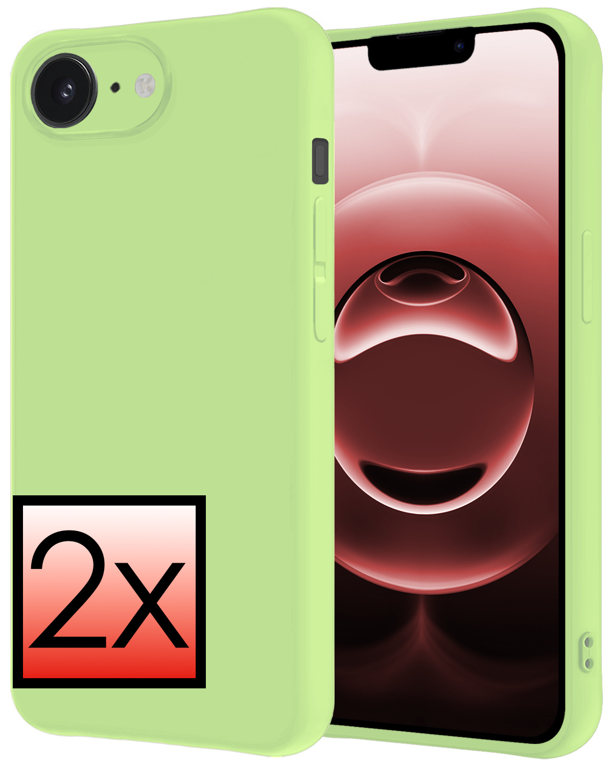 NoXx NoXx iPhone 16E Hoesje Siliconen - Groen - 2 PACK