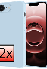 NoXx NoXx iPhone 16E Hoesje Siliconen - Lichtblauw - 2 PACK
