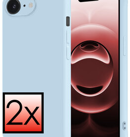 NoXx NoXx iPhone 16E Hoesje Siliconen - Lichtblauw - 2 PACK