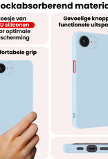 NoXx NoXx iPhone 16E Hoesje Siliconen - Lichtblauw - 2 PACK