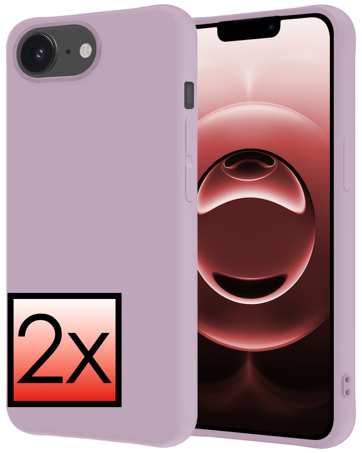 NoXx NoXx iPhone 16E Hoesje Siliconen - Lila - 2 PACK