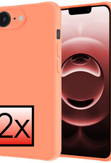 NoXx NoXx iPhone 16E Hoesje Siliconen - Perzik - 2 PACK