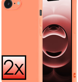 NoXx NoXx iPhone 16E Hoesje Siliconen - Perzik - 2 PACK
