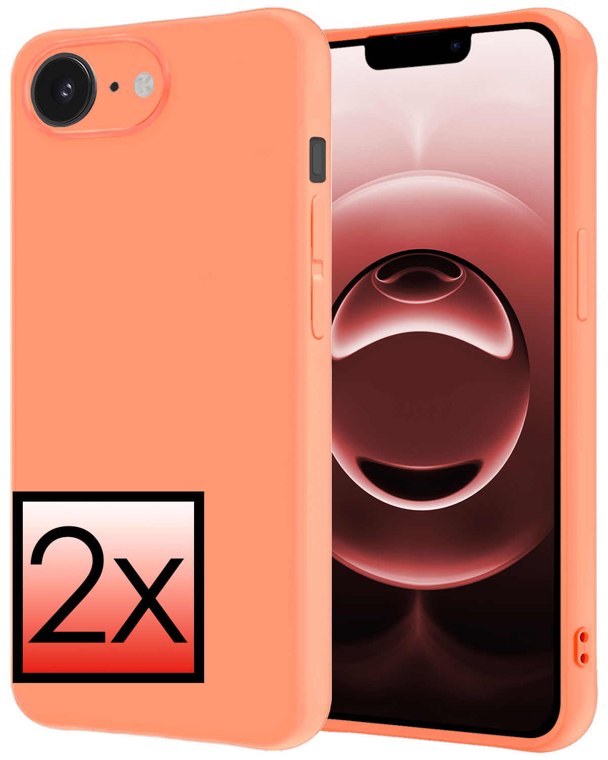 NoXx NoXx iPhone 16E Hoesje Siliconen - Perzik - 2 PACK