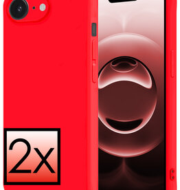 NoXx NoXx iPhone 16E Hoesje Siliconen - Rood - 2 PACK