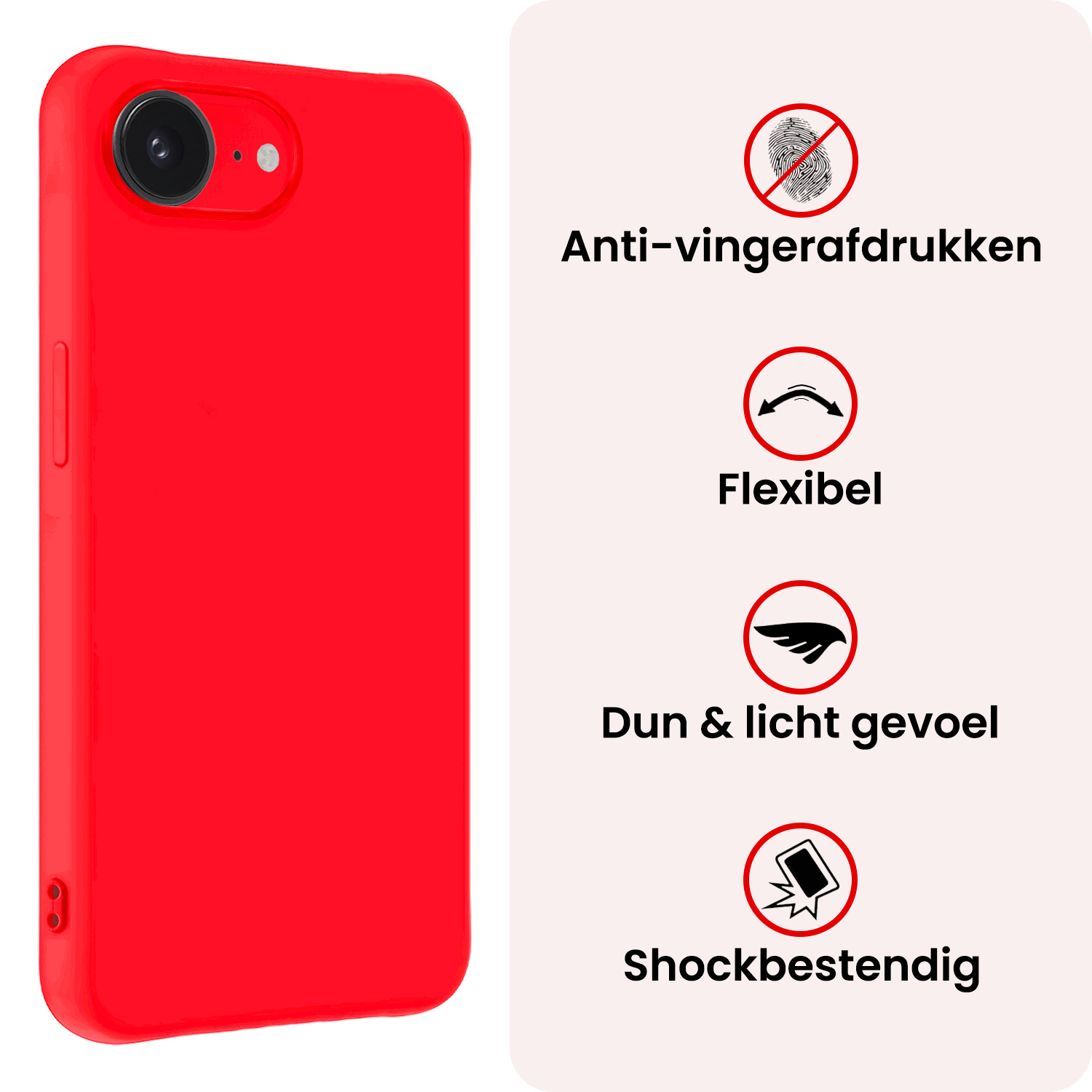 NoXx NoXx iPhone 16E Hoesje Siliconen - Rood - 2 PACK