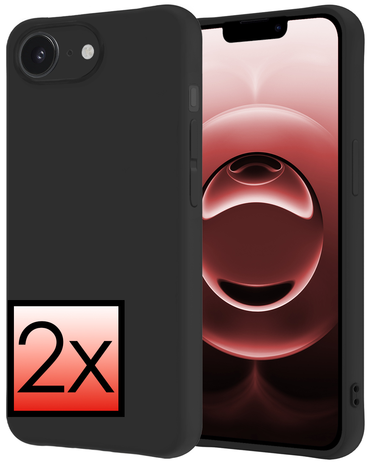 NoXx NoXx iPhone 16E Hoesje Siliconen - Zwart - 2 PACK