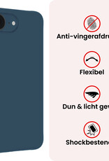 NoXx NoXx iPhone 16E Hoesje Siliconen Met Screenprotector Met Dichte Notch - Donkerblauw