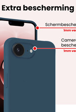 NoXx NoXx iPhone 16E Hoesje Siliconen Met Screenprotector Met Dichte Notch - Donkerblauw
