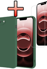 NoXx NoXx iPhone 16E Hoesje Siliconen Met Screenprotector Met Dichte Notch - Donkergroen