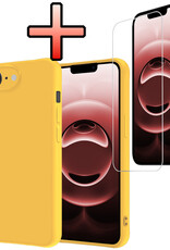 NoXx NoXx iPhone 16E Hoesje Siliconen Met Screenprotector Met Dichte Notch - Geel
