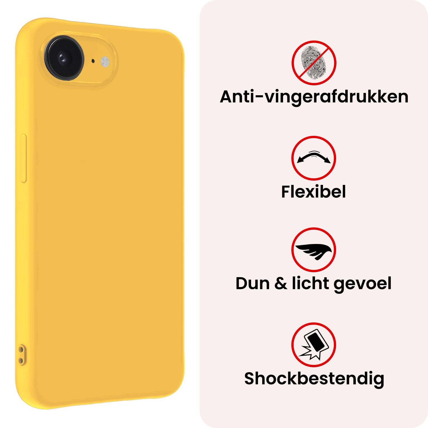 NoXx NoXx iPhone 16E Hoesje Siliconen Met Screenprotector Met Dichte Notch - Geel