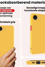 NoXx NoXx iPhone 16E Hoesje Siliconen Met Screenprotector Met Dichte Notch - Geel