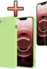 NoXx NoXx iPhone 16E Hoesje Siliconen Met Screenprotector Met Dichte Notch - Groen