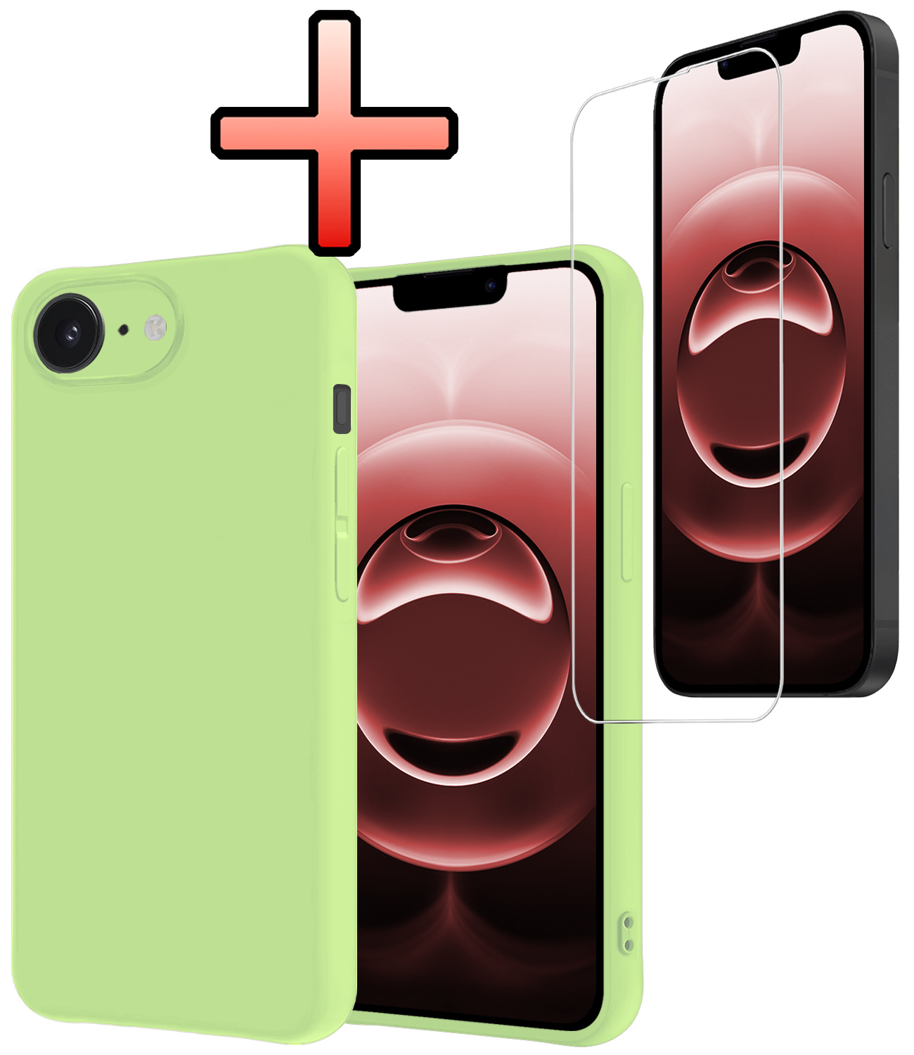 NoXx NoXx iPhone 16E Hoesje Siliconen Met Screenprotector Met Dichte Notch - Groen