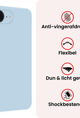 NoXx NoXx iPhone 16E Hoesje Siliconen Met Screenprotector Met Dichte Notch - Lichtblauw