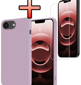 NoXx NoXx iPhone 16E Hoesje Siliconen Met Screenprotector Met Dichte Notch - Lila