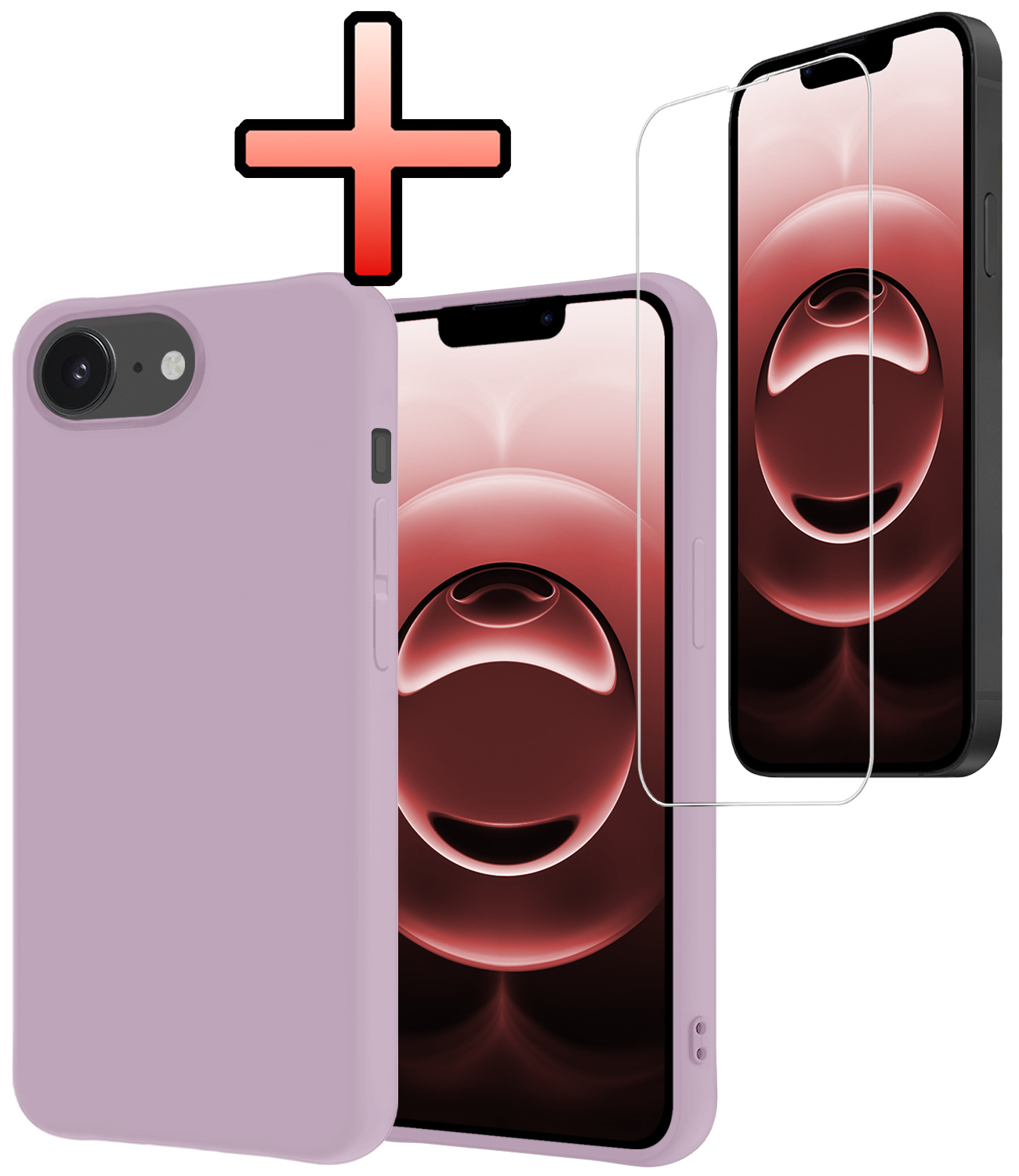 NoXx NoXx iPhone 16E Hoesje Siliconen Met Screenprotector Met Dichte Notch - Lila